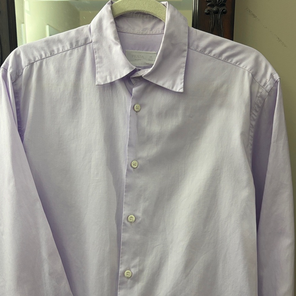 Authentic Prada 2018 Lavender Purple Long Sleeve Nylon Cotton Shirt 39 15.5 $298 - Picture 5 of 13